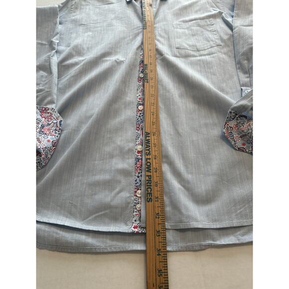 Tailorbyrd Collection Button Shirt Blue w/floral accent Cuff XL Long Sleeve - Picture 8 of 12